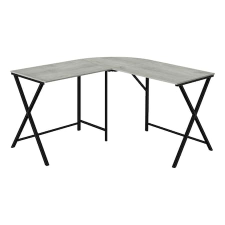 Monarch Specialties Computer Desk, Home Office, Corner, 55"L, L Shape, Work, Laptop, Metal, Laminate, Grey, Black I 7196